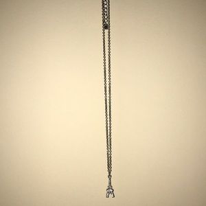 Silver plated rhinestone Eiffel Tower necklace